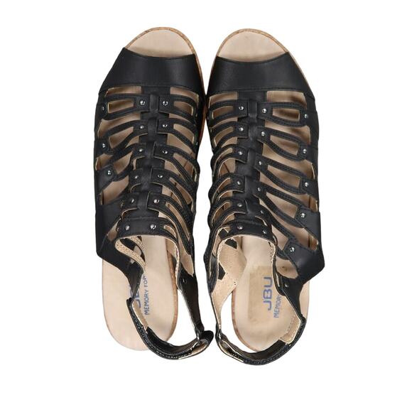 Jambu Shoes Womens 9 Sandals Wedge Platform Fashion Caged Peep Toe Cushioned JBU - Picture 9 of 14